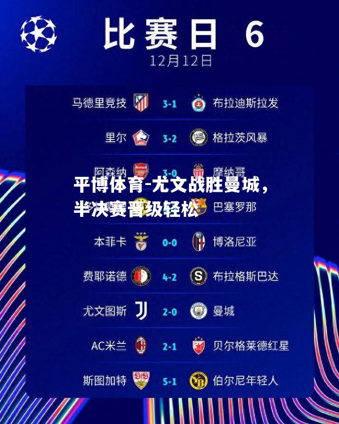尤文战胜曼城，半决赛晋级轻松